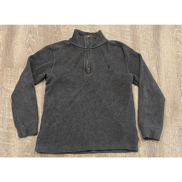 Polo Ralph Lauren Big Boy's M (10-12) Charcoal Grey Interlock 1/4 Zip Pullover - Picture 1 of 4